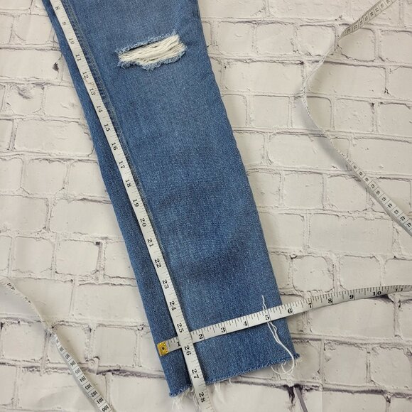 Rag & Bone Woman’s Blue medium wash high waisted skinny jeans size 26 raw hem - Picture 4 of 12